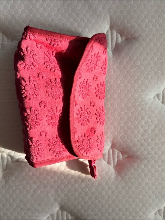 Handbags - Red Embossed Floral Makeup Bag